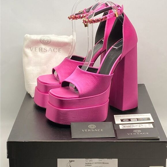 Versace Medusa Crystal Ankle-Strap Platform Sandals size 38 - Picture 13 of 16